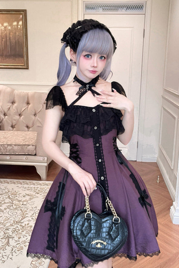 [reservations] Gothic Dark Mine Lace Flying Sleeve Dress + Choker