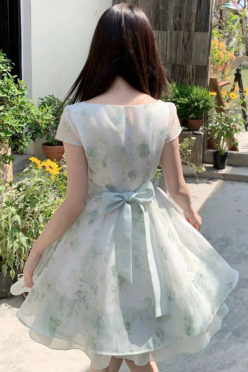Tai Ming Green Jacquard Dress