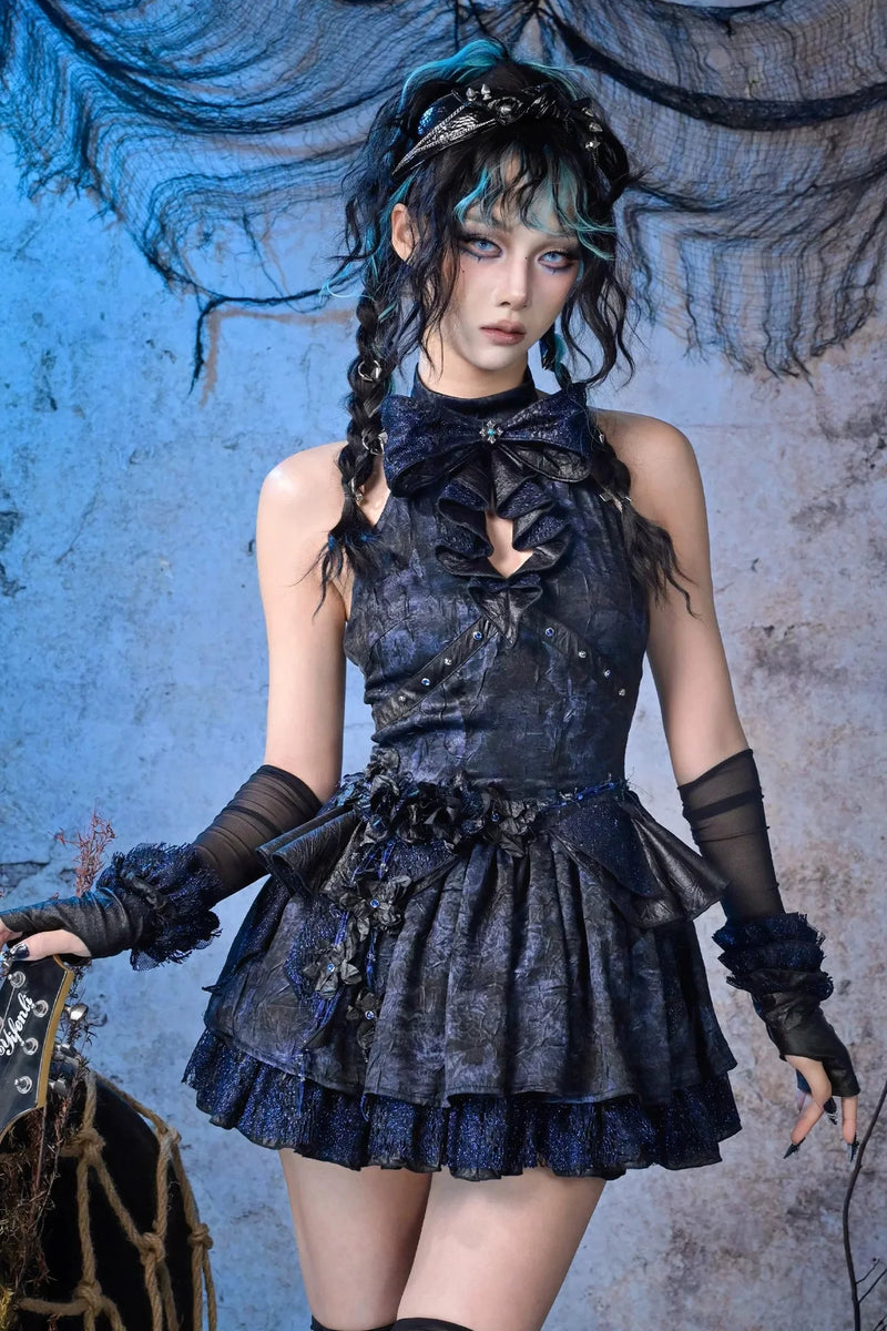 Lace Punk Halter Dress + Accessories