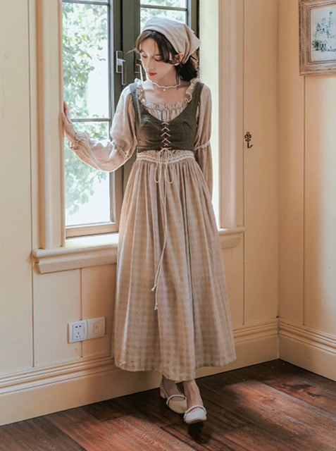 Nordic Pastoral Vest Linen Dress