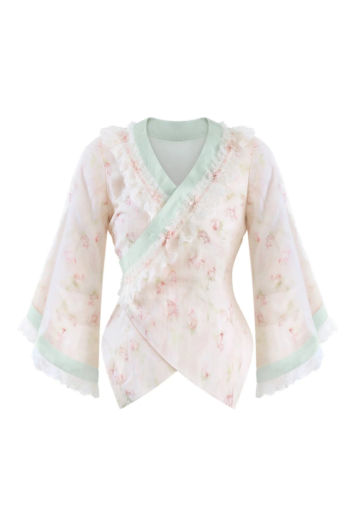 Japanese Design Top + Tiered Skirt + Ribbon Belt