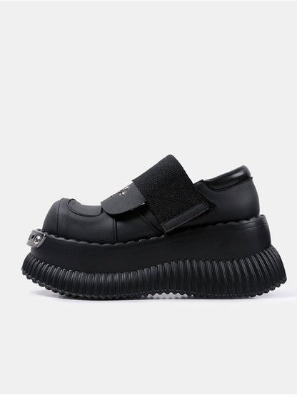 Metal Punk Cross Velcro Leather Platform Shoes