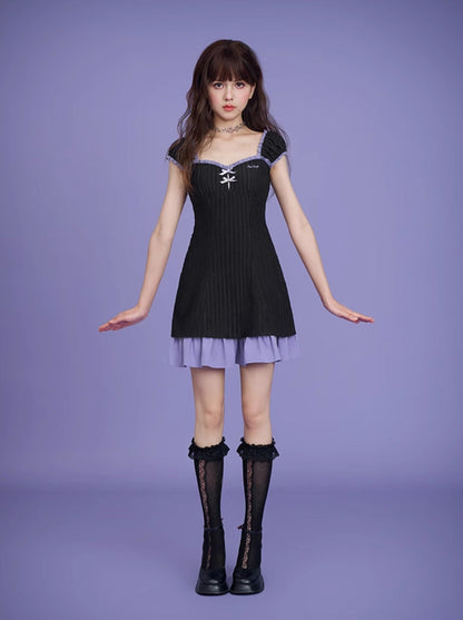 Purple Ruffle Little Black Dress