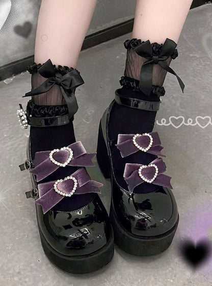 Sweet Ribbon Three-ball Platform Shoes