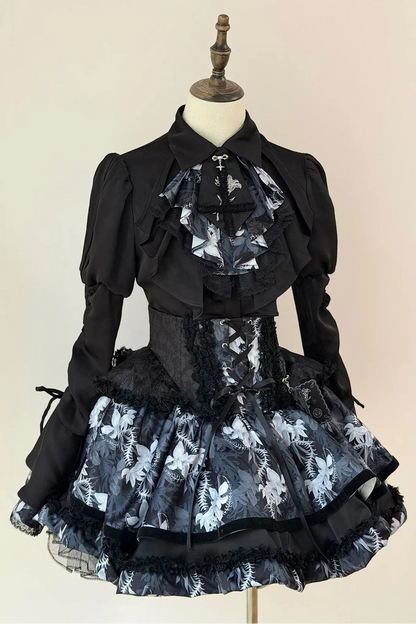[pre-order Deadline: May 13] Bone Iris Gothic Black Ruffle Shirt + Corset Skirt + Accessories