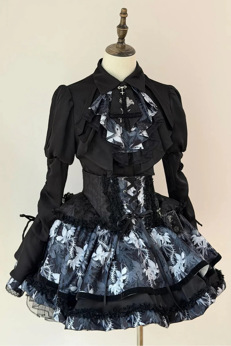 [pre-order Deadline: May 13] Bone Iris Gothic Black Ruffle Shirt + Corset Skirt + Accessories