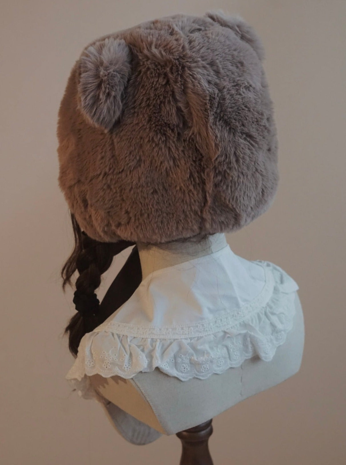 Fur Bear Velour Ribbon Hat