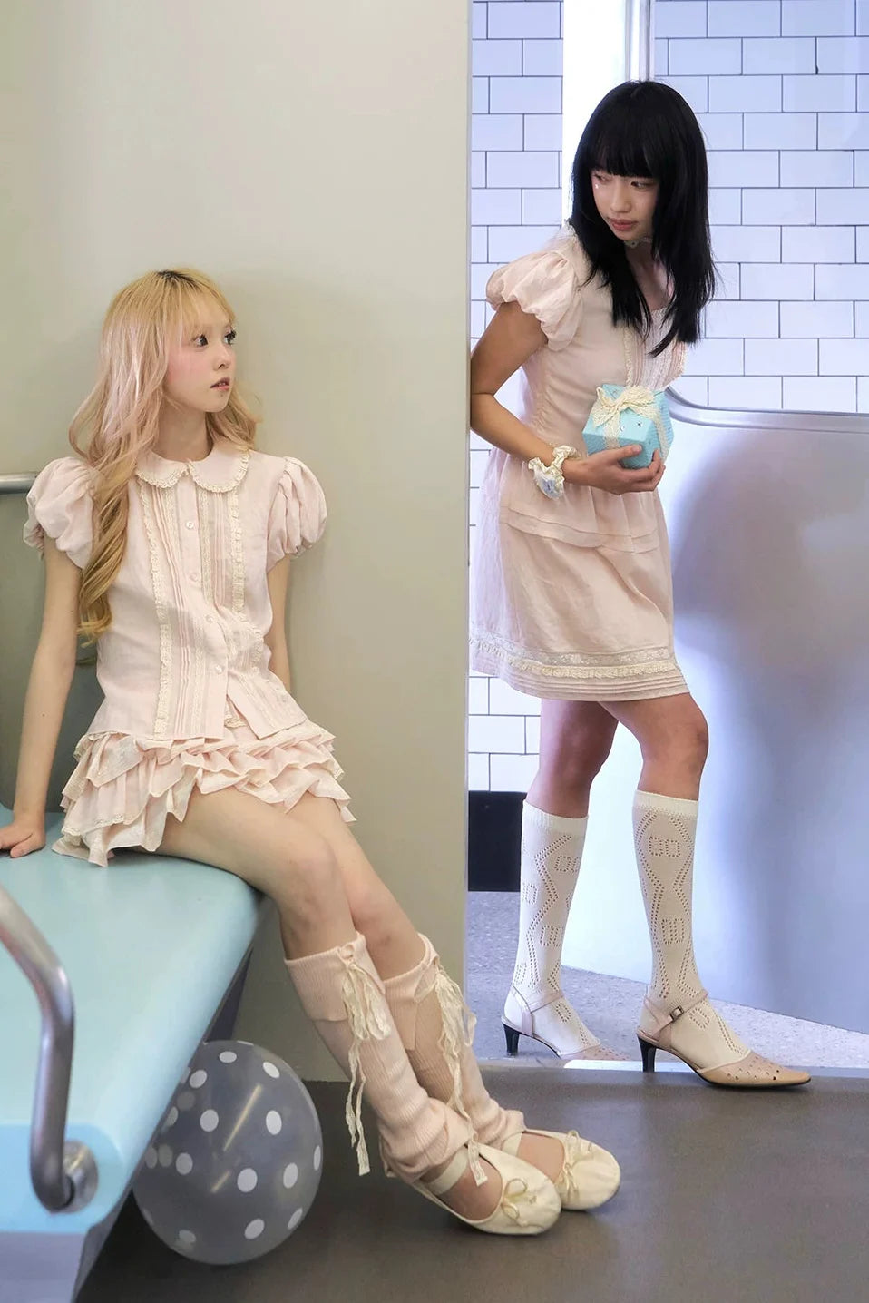Peach Lace Doll Shirt + Tiered Skirt