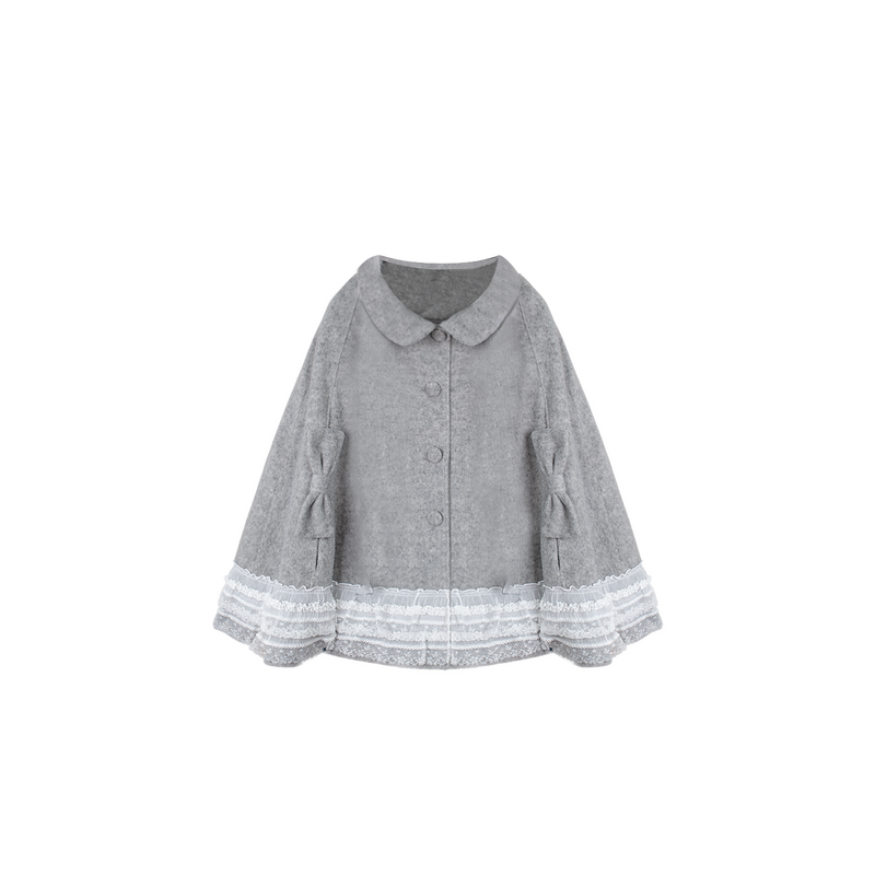 Lace Trim Cape Coat + Tops + Scarf
