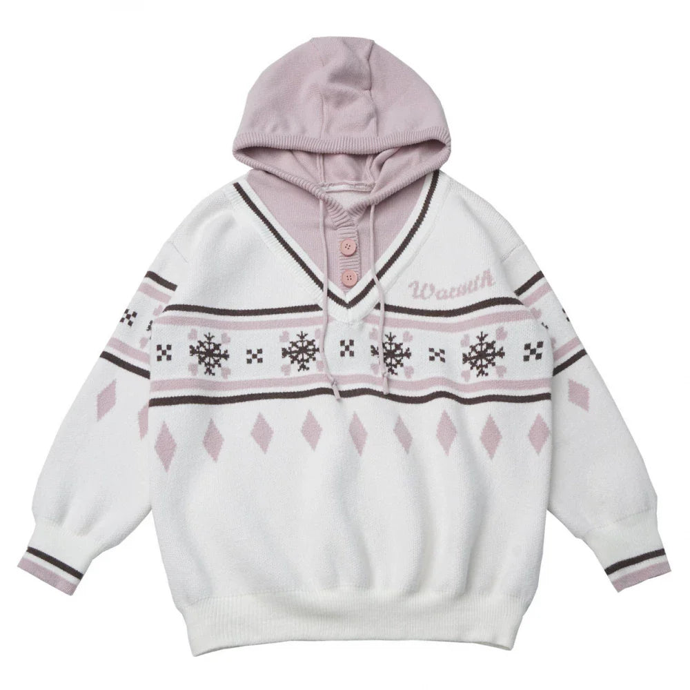 Fair Isle Hooded Top + Skirt + Tie