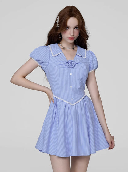 Romantic Rose Puff Sleeve Dress