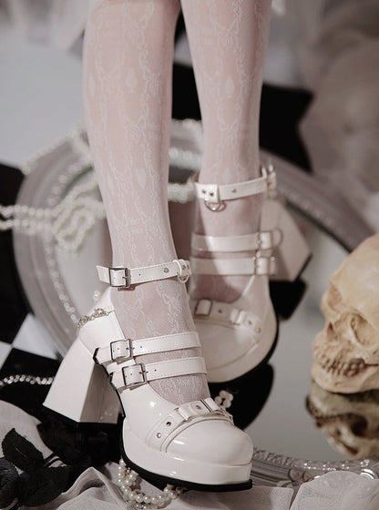 Jane Lolita Shoes Round Toe Gothic High Heels