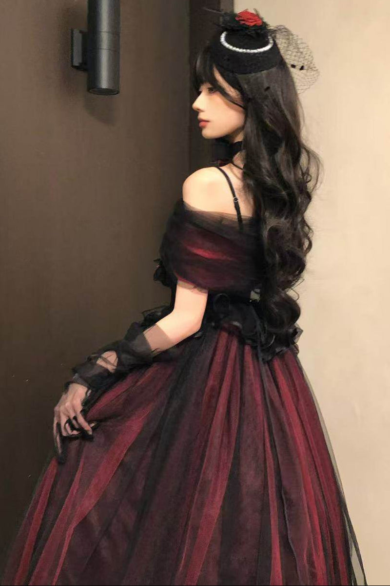 Dark Tulle Dress + Hat
