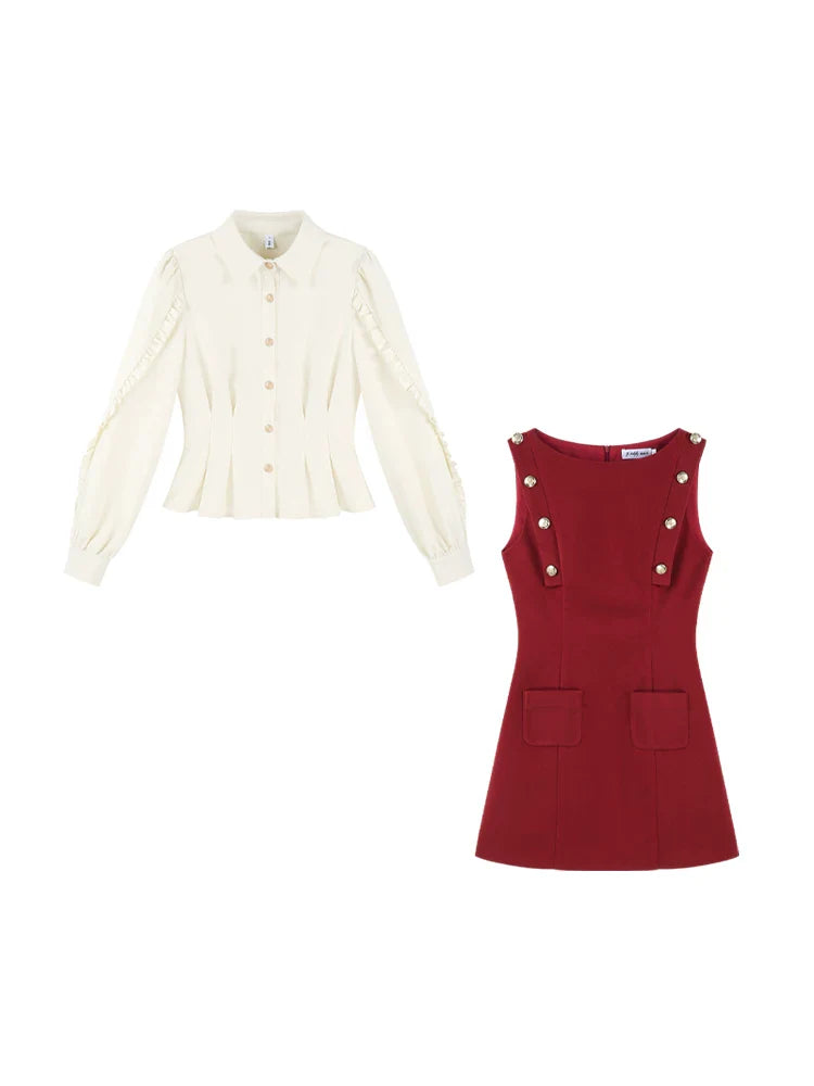 French Retro A-line Dress + Top