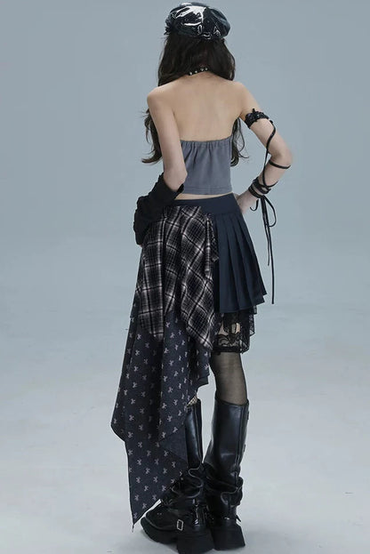 Y2k Patchwork Printed Tube Top