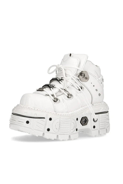 Pure White Accent Design Platform Shoes