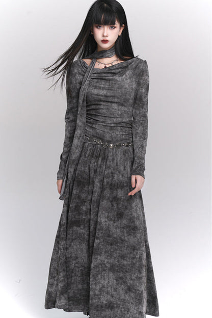 Mode Girl Dark Grey Long Dress