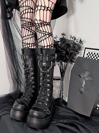 Spice Punk Style Gothic Platform Long Boots