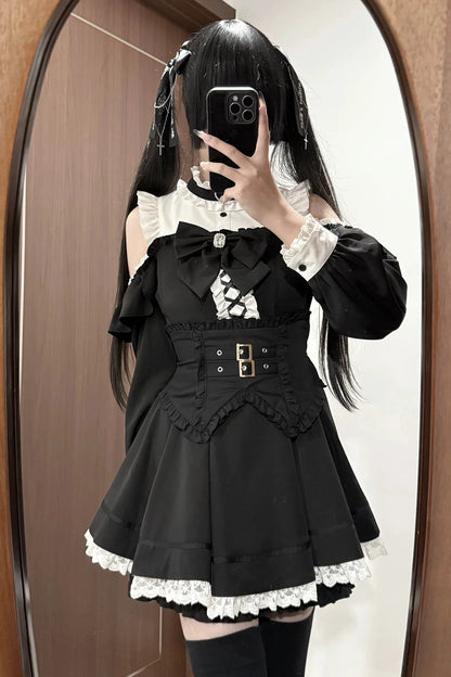 Lace Off Shoulder Dress + Inner Pants + Corset