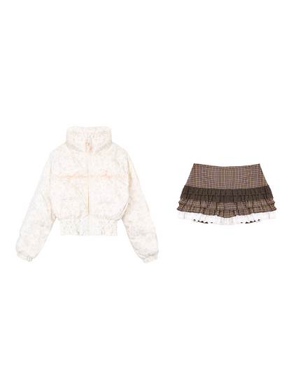 Sweet Lace Down Jacket + Skirt