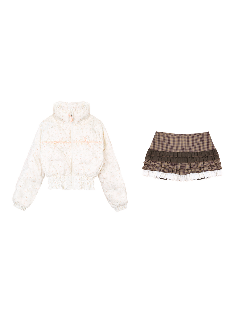 Sweet Lace Down Jacket + Skirt