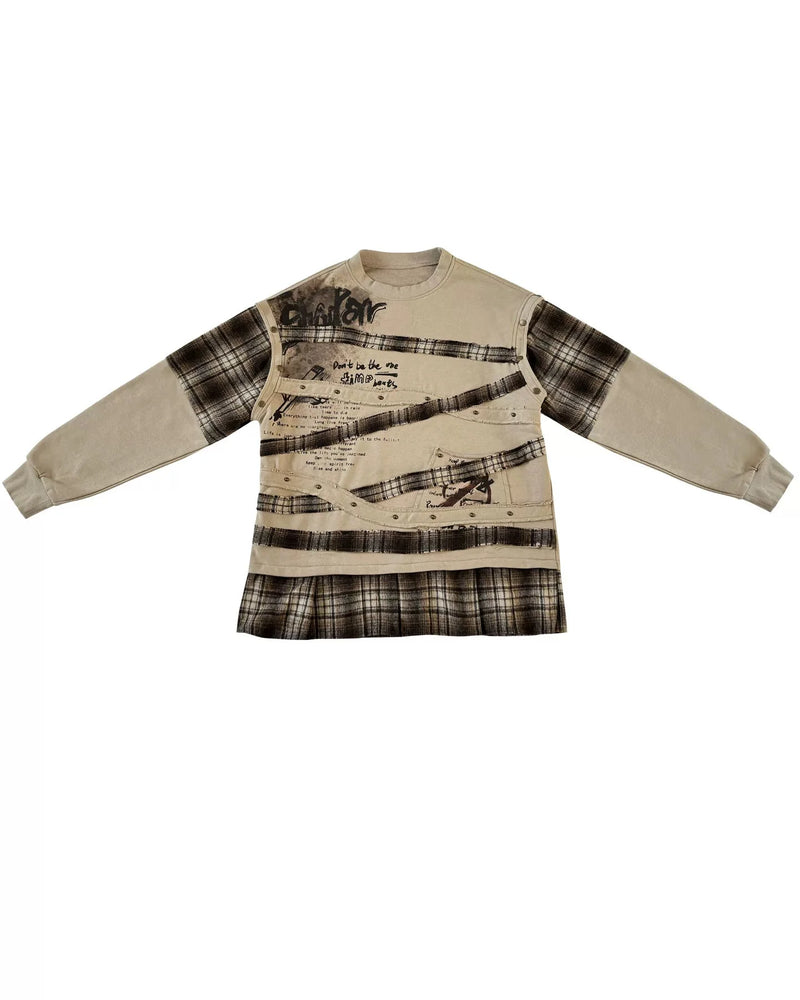Oversized Plaid Sweatshirt