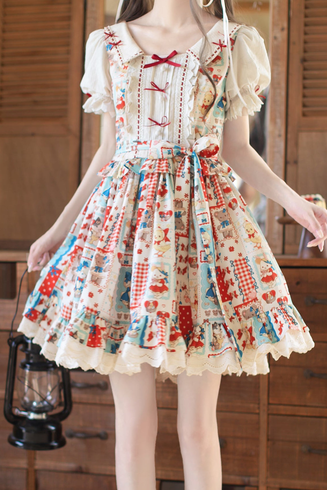 Retro Pop Doll Patchwork Dress