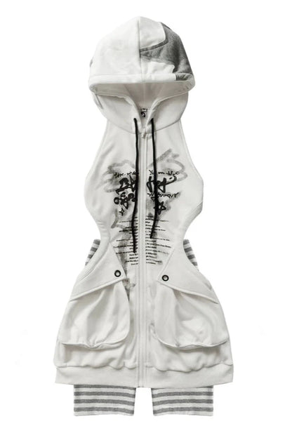 Long Parka Cut Out Y2k Sweat Dress