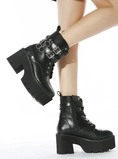 Punk Belt Buckle Metal Ring Martin Boots