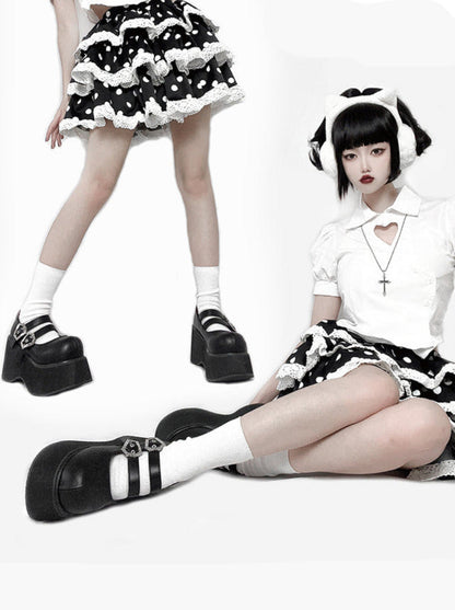 Retro Round Toe Gothic Punk Platform Shoes [matte/lace]