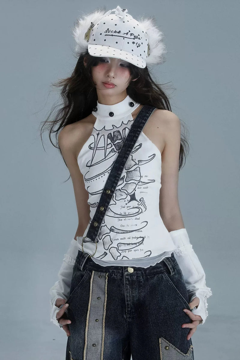 Y2k Sleeveless High Neck Top