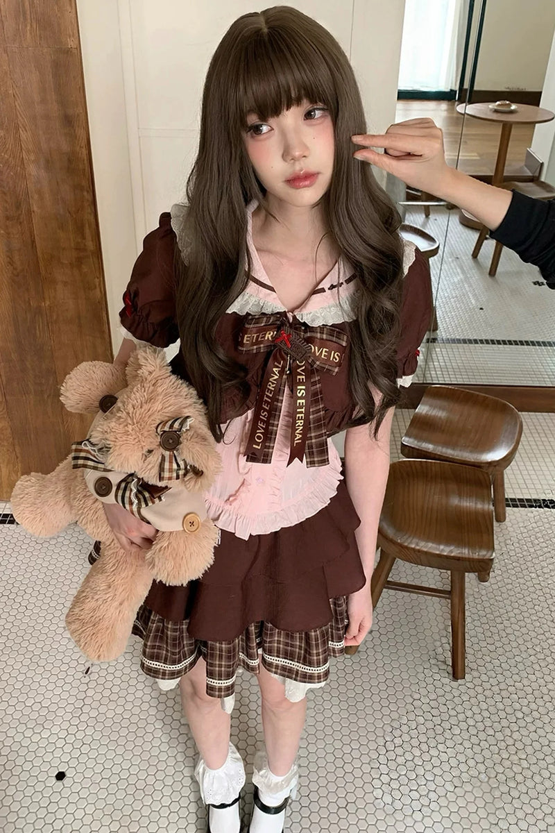 Strawberry Cocoa Doll Collar Top + Skirt