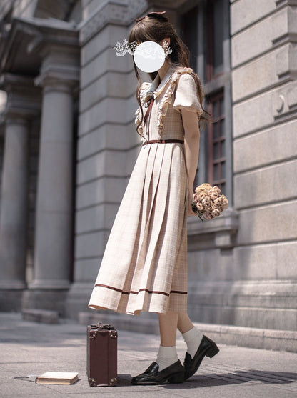 [pre-order] Ruffled Plaid Retro Dress