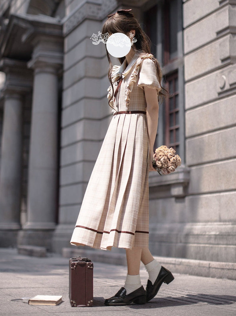 [pre-order] Ruffled Plaid Retro Dress