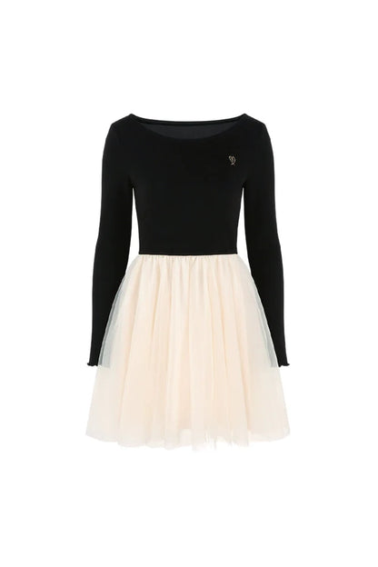 Patchwork Mesh French Dress