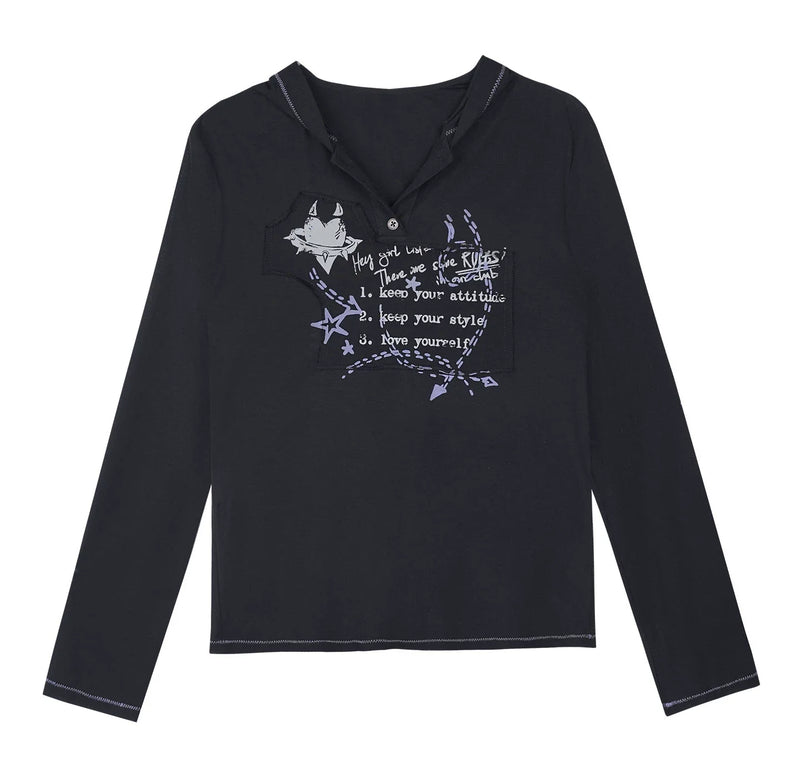 Mesh Graffiti Hooded Top
