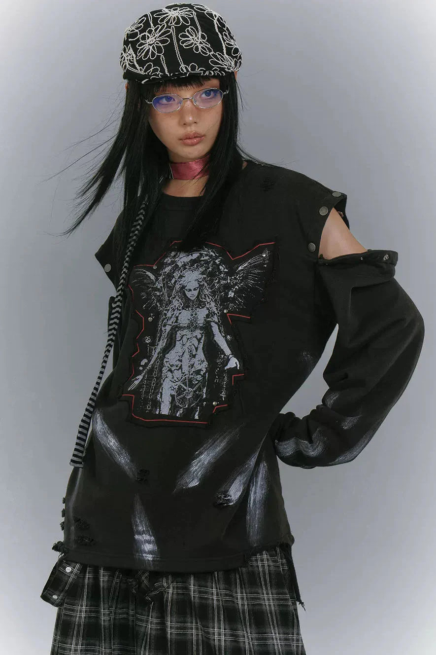 Cut Arm Design Loose Mode Tops