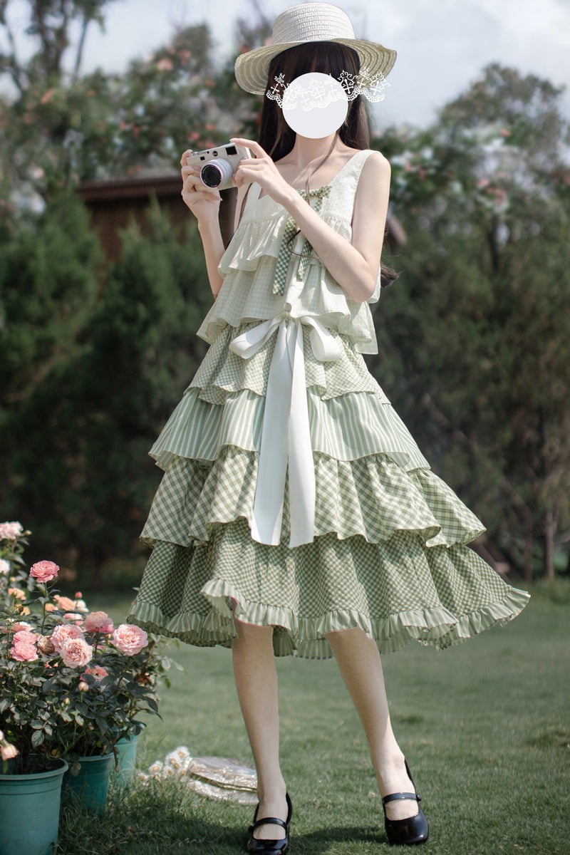 [pre-order] Tiered Ruffled Sleeveless Dress + Ribbon