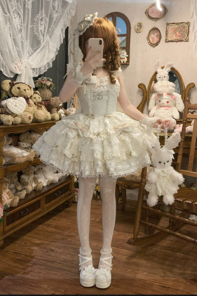 Tricolor Dark Gothic Ribbon Dress + Accessories