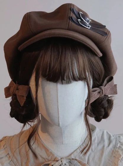 Brown Leather Buckle Casquette