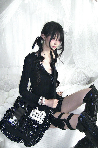 Polka Dot Big Ribbon Adjustable Bag