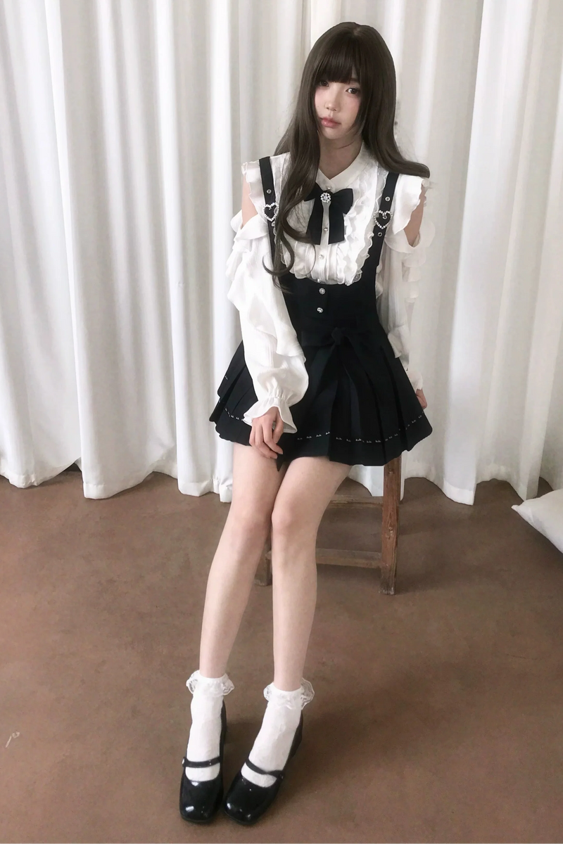 Dark Sweet Off Shoulder Top + Suspender Skirt