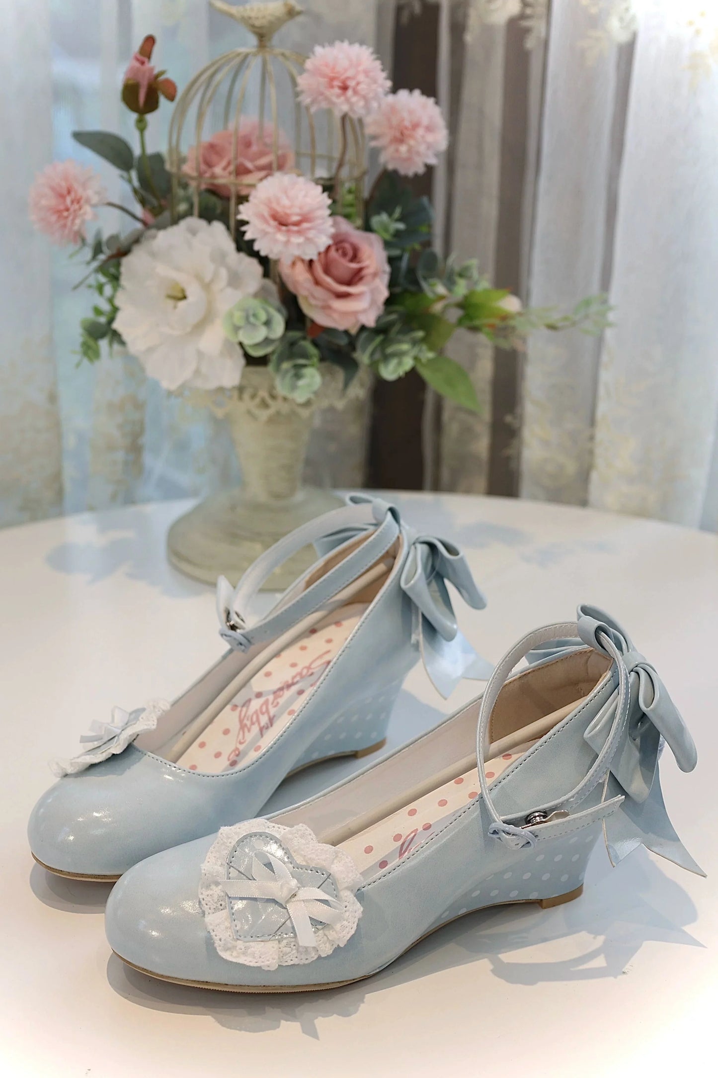 Retro Polka Dot Heart Lolita Sweet Shoes