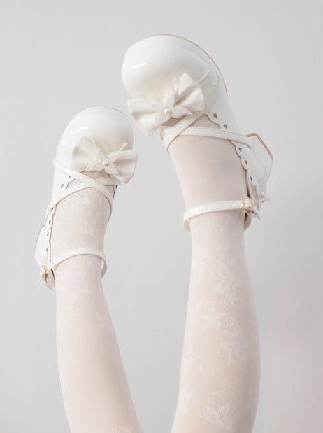 Lolita Sweet Mid-heel Round Toe Ribbon Shoes