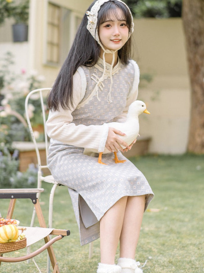 Pastel Sweet Retro Flower Chinese-style Dress