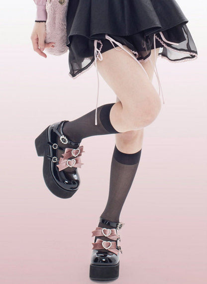 Sweet Ribbon Three-ball Platform Shoes