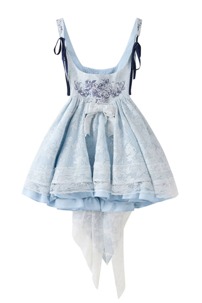 Sweet Chinese-style Dress + Top + Ribbon