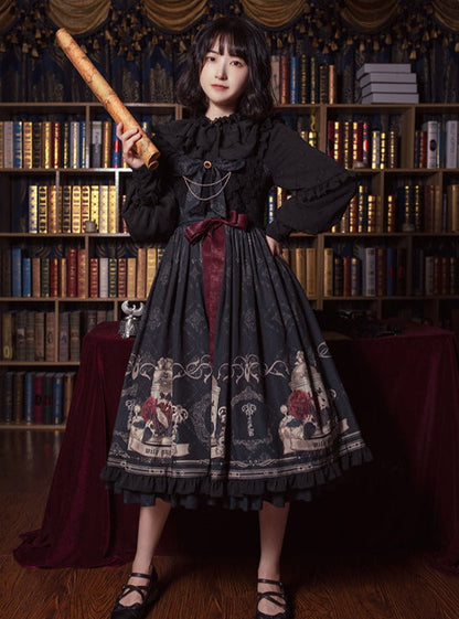 Print Rose Bird Art Design Dress