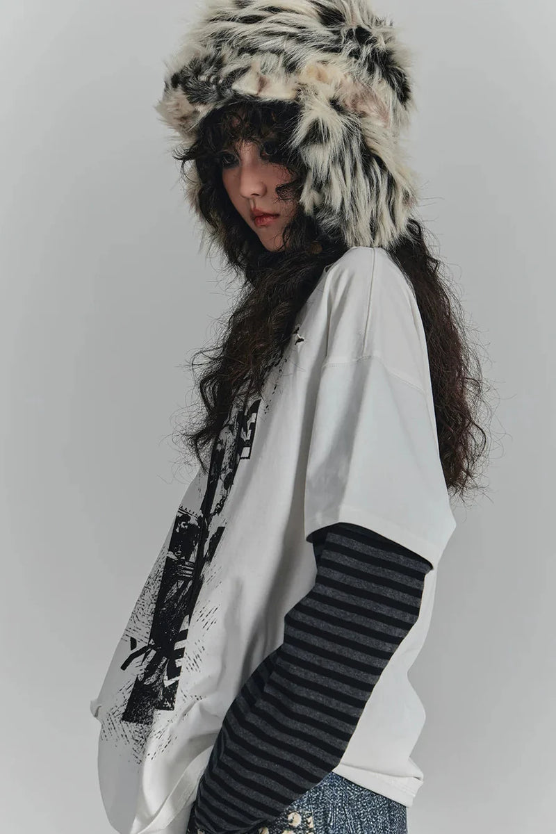 Retro Dark Border Loose Top
