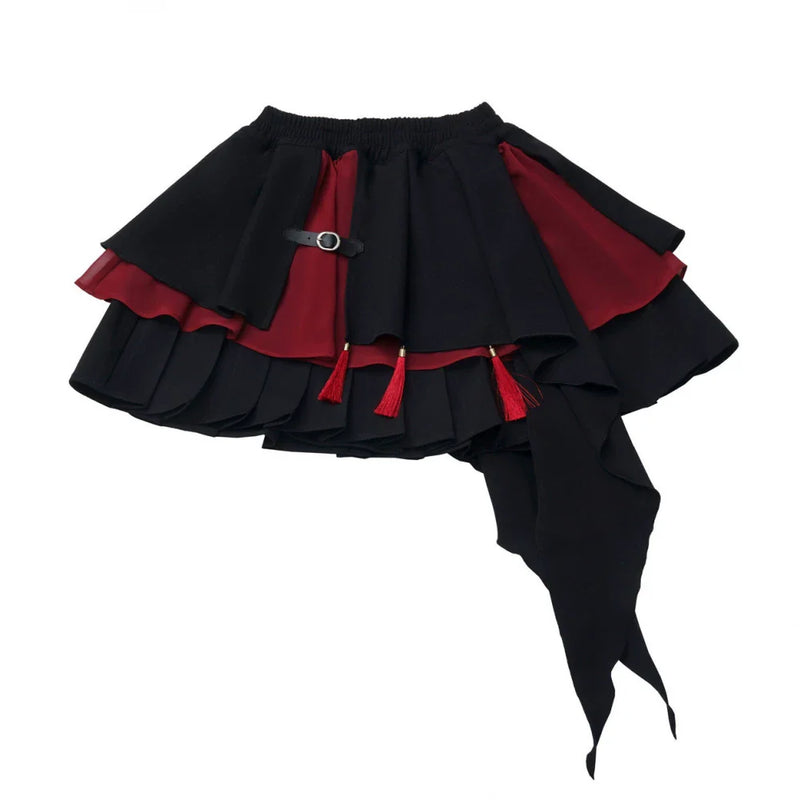 Dark Detachable Fur Jacket + Skirt + Pants
